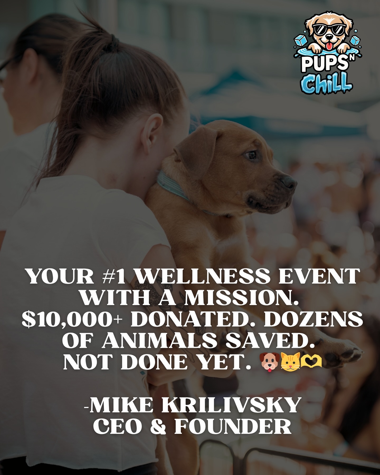 A child with a rescue pup and our community milestone: over $10,000 donated and dozens of animals saved